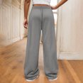 thumbnail image 4 of DeHolifer Girls Pants Elastic Waisted Solid Color Wide Leg Casual Loose Comfy Sweat Pants Long Trousers,7 Years, 4 of 7