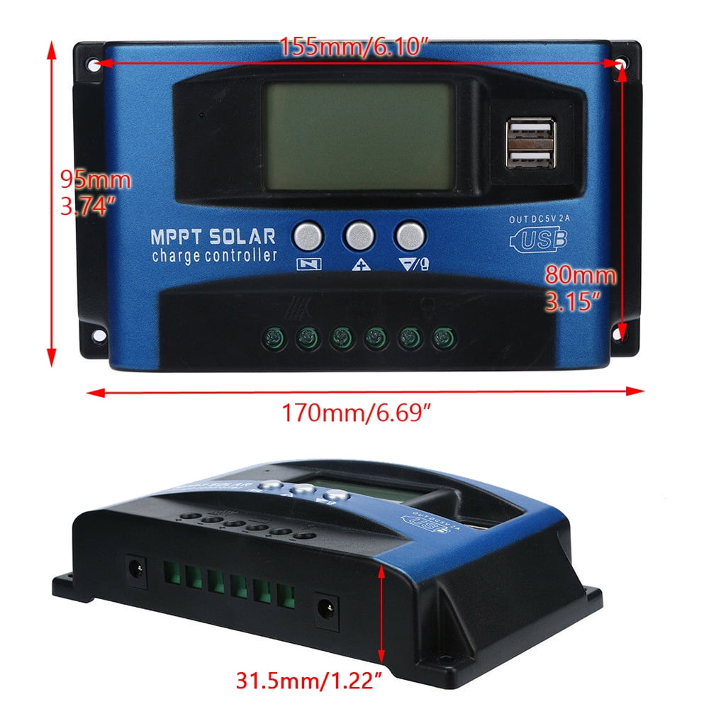 30/40/50/60/100A MPPT Solar Panel Regulator Charge Controller 12V/24V Auto Focus