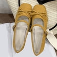thumbnail image 5 of Bxsruta Women's Flock Mary Jane Flats with Bow and Adjustable Buckle Strap Casual Slip on Shoes, 5 of 8