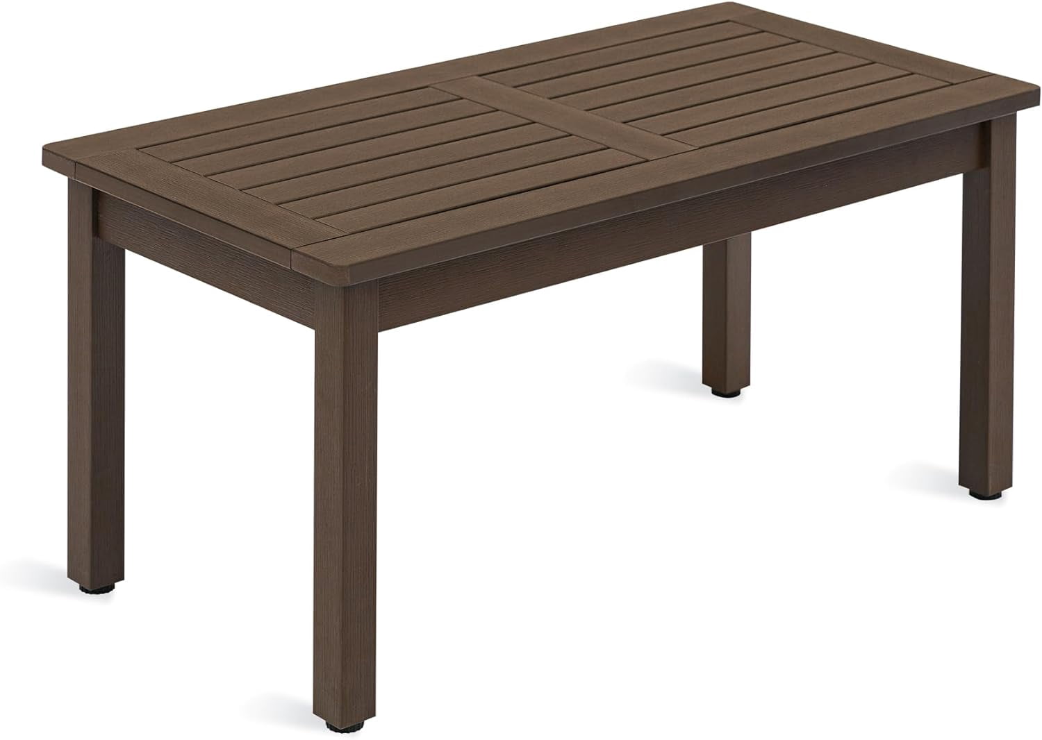 Dycanpo Outdoor Coffee Table Rectangle, HDPS Patio Tables for Outside, 17.7"x 35"x17.7", Dark Brown