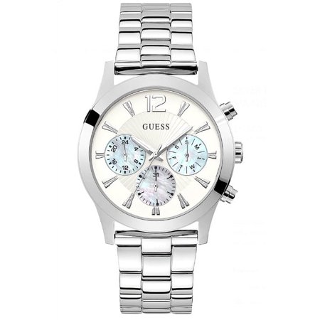 GUESS SILVER TONE CASE SILVER TONE STAINLESS STEEL WATCH U1295L1