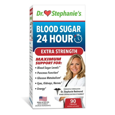 Dr. Stephanie's Blood Sugar 24 Hour Extra Strength Supplement - with Cinnamon, Banaba, & More