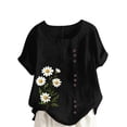 thumbnail image 4 of Pisexur Hauts pour Femmes, Blouses Habillées Décontractées pour Femmes, Hauts de Printemps pour Femmes, Haut Décontracté à Manches Courtes et Col Rond Ample Uni Multicolore, 2TG, 4 of 4