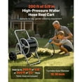 thumbnail image 2 of KFFKFF Portable Water Hose Reel Cart with Two Wheels, 200/300 ft Capacity, High-Pressure Design, Includes Handle and Durable Mesh Storage Basket, Ideal for Garden Watering and Vehicle Cleaning, 2 of 9
