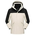 thumbnail image 1 of Pisexur Vestes pour Hommes Manteaux Confortables pour Hommes Unisexe à Capuche Manches Longues Patchwork Fermeture Éclair Coquille Rigide Molleton Randonnée Vêtement d'Extérieur Manteau Beige,TG, 1 of 7