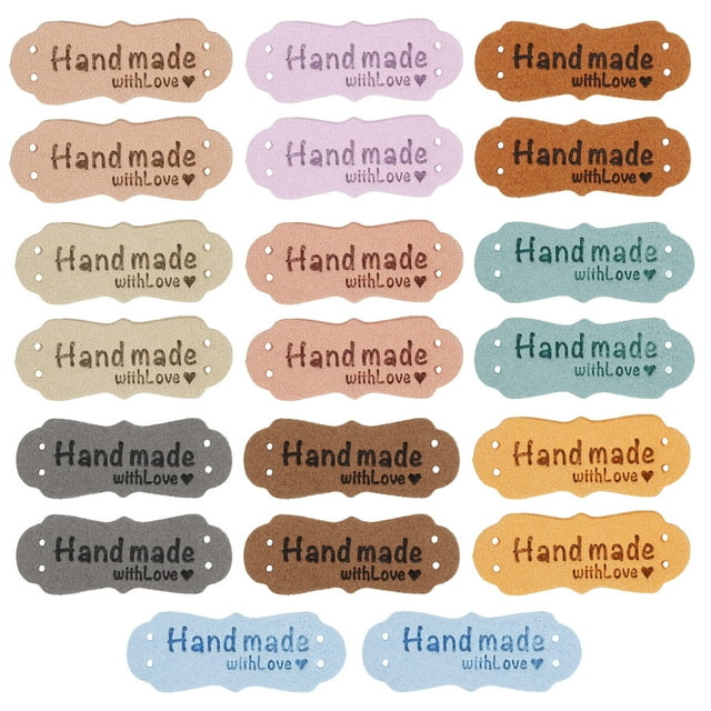 20uds Mano Hecho PU Cuero Etiqueta con Amor Cosido Relieve Etiqueta Adorno para Jeans Bolsos Zapatos Sombrero