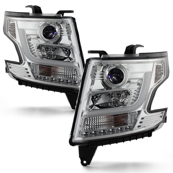 AKKON - For 15 16 17 18 19 20 Chevy Suburban | Chevy Tahoe Left   Right Halogen LED Light Tube Projector Headlights Pair