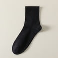 thumbnail image 3 of harmtty Cotton Mid-calf Socks 1 Pair Unisex Mid-tube Cotton Socks Solid Color Breathable Stretchy Black, 3 of 8