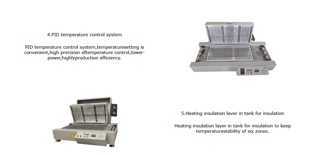 T960E Conveyor Reflow Oven 220V Infrared Hot Air Heating Reflow Oven 960mm Ultra Length Heating Zone