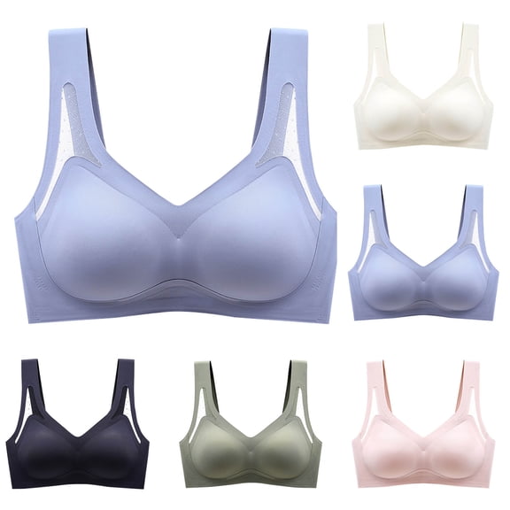 Swuxness Women's Comfortable Wireless Push Up Bras Plus Size Hollow Out Semi Fixed Soft Support