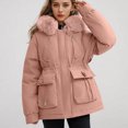thumbnail image 3 of XUNKUSGA Women's Winter Coats Fleece Lined Women's Parka Coat Solid Color Cotton Padded Jacket Casual Zip Closure Winter Coats for Women with Removable Hood and Pockets M-3XL Pink, 3 of 6