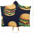 thumbnail image 2 of Beef Cheeseburger Hamburger Cozy Hooded Blanket Wearable Soft Wrap Throw Cape for Sofa Camping Gifts, 2 of 6