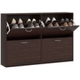 thumbnail image 1 of HOMCOM Flip Down Shoe Storage Cabinet, Wooden Shoe Rack, Entryway Shelf, 1 of 10