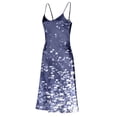 thumbnail image 6 of Women's Elegant Floral Print Satin Maxi Dress Spaghetti Strap V Neck Side Split Long Slip Dress Backless Evening Party Wedding Guest Night Out, 6 of 8