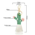 thumbnail image 2 of Llavero con borla de cactus tejido bohemio para mujeres y niñas, J, 2 of 5