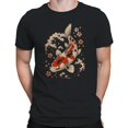 thumbnail image 2 of Smartprints Japanese Koi Fish Cherry Blossoms Men's T-Shirt Black, Cotton, S, 2 of 4