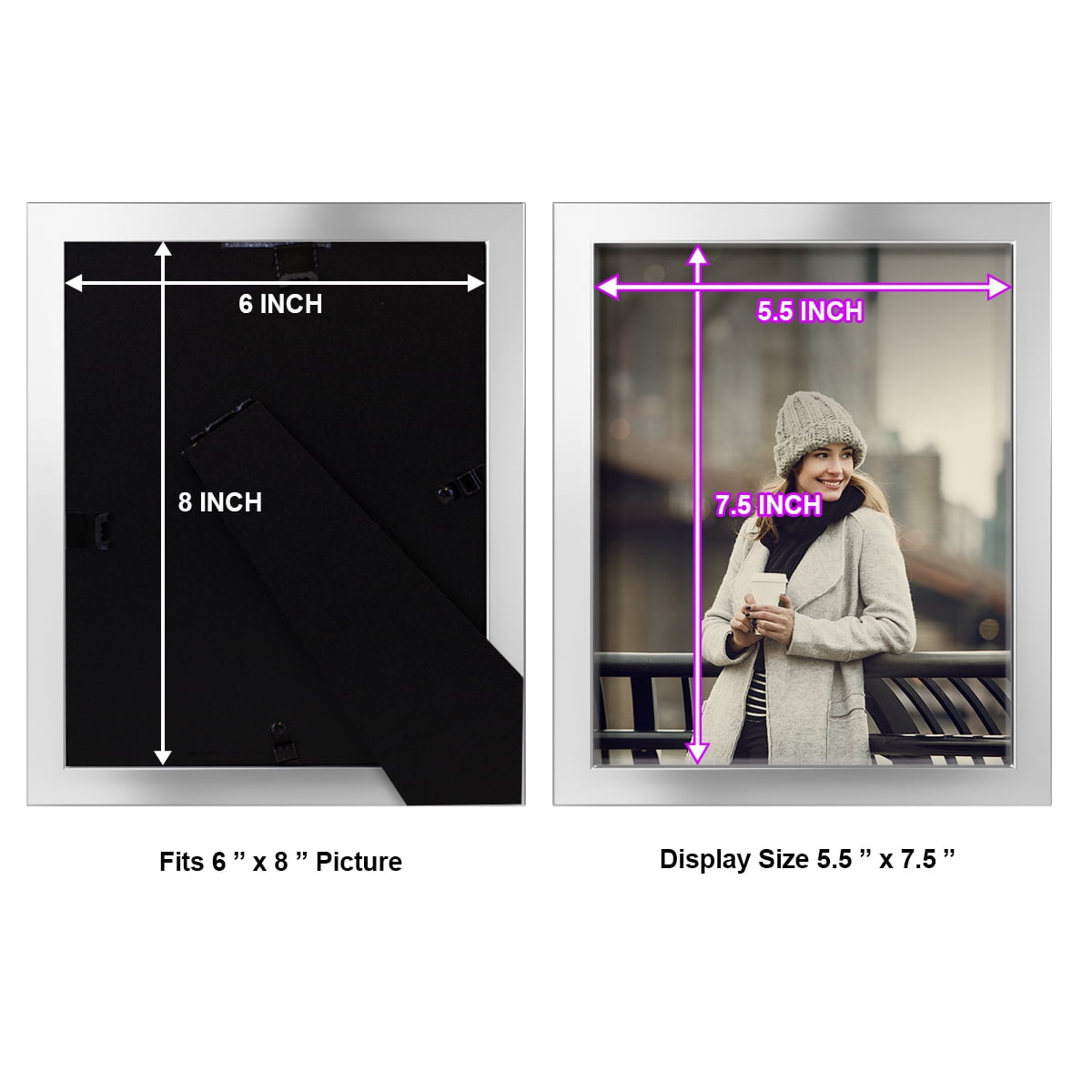 8x10 Solid Wood Picture Frame - Silver