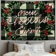thumbnail image 2 of Orinice Holly Wreath Merry Lettering Folk Art Tapestry Wall Hanging Unique Style Graphic Tapestries Home Wall Decor for Living Room Bedroom Apartment Farmhouse Dorm 40x30inch, 2 of 6