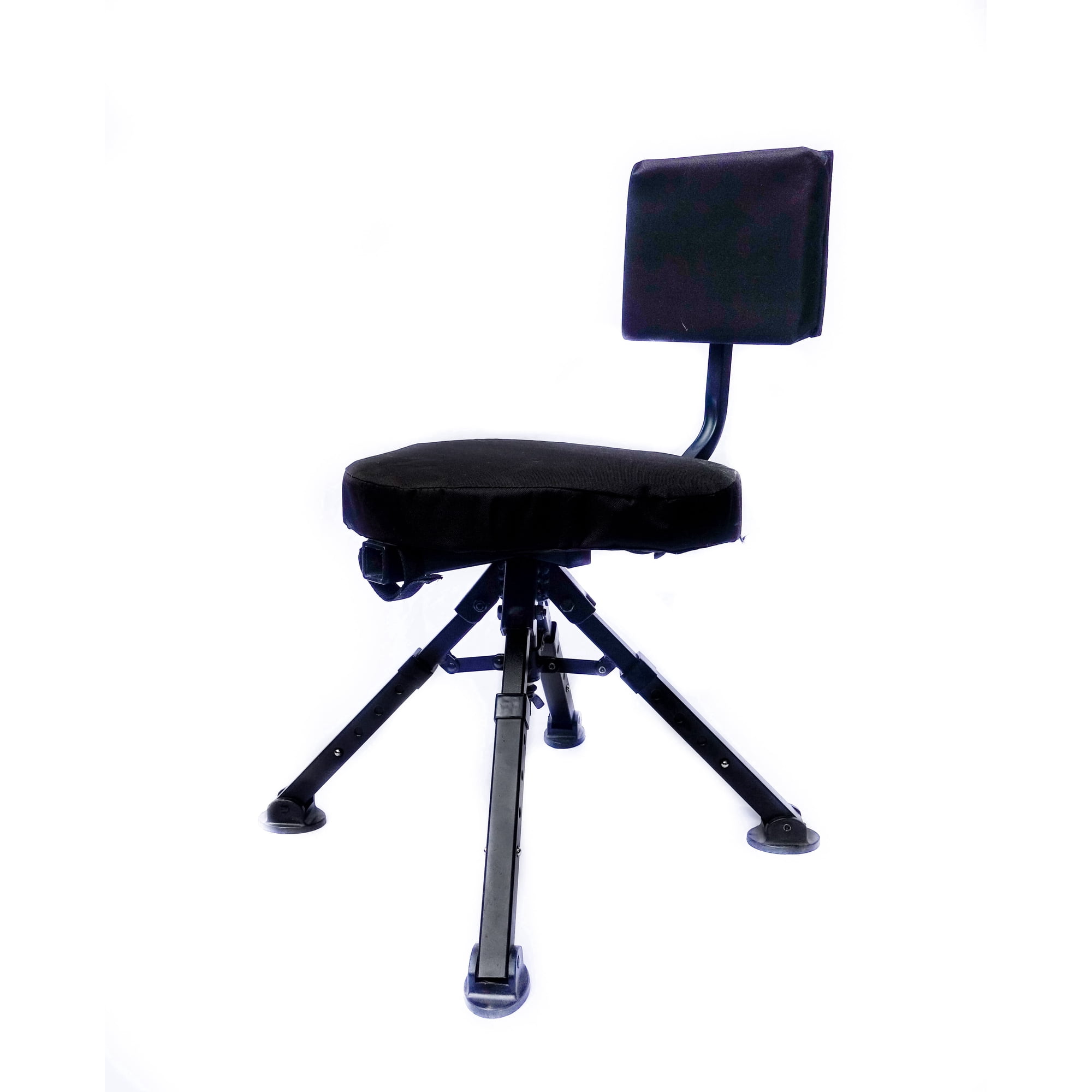 BenchMaster 4-Leg Adjustable Ground Blind Hunting Chair – 360° Swivel Shooting Chair, Portable Padded Seat with Adjustable Legs, Black