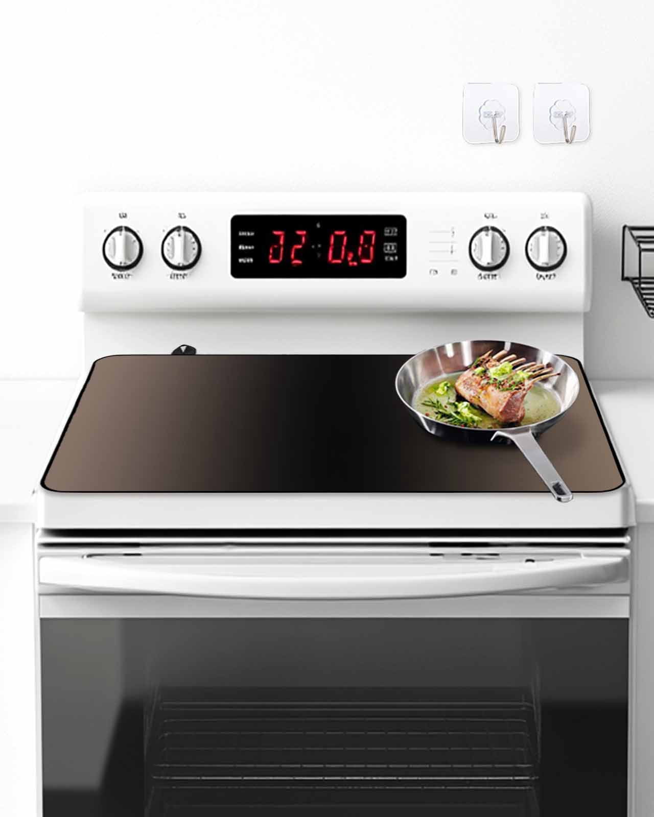 Stove Top Covers for Electric Stove, Brown Black Ombre Glass Stovetop Cover Protector, Modern Gradient Abstract Art Induction Cooktop Protector Oven Mat for Kitchen Countertop 24"x21"