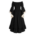 thumbnail image 4 of FASHOFT Halloween for Women Renaissance Faire Off Shoulder Lace Dress Cosplay Plus Size Gothic Dress Clothes L, 4 of 5