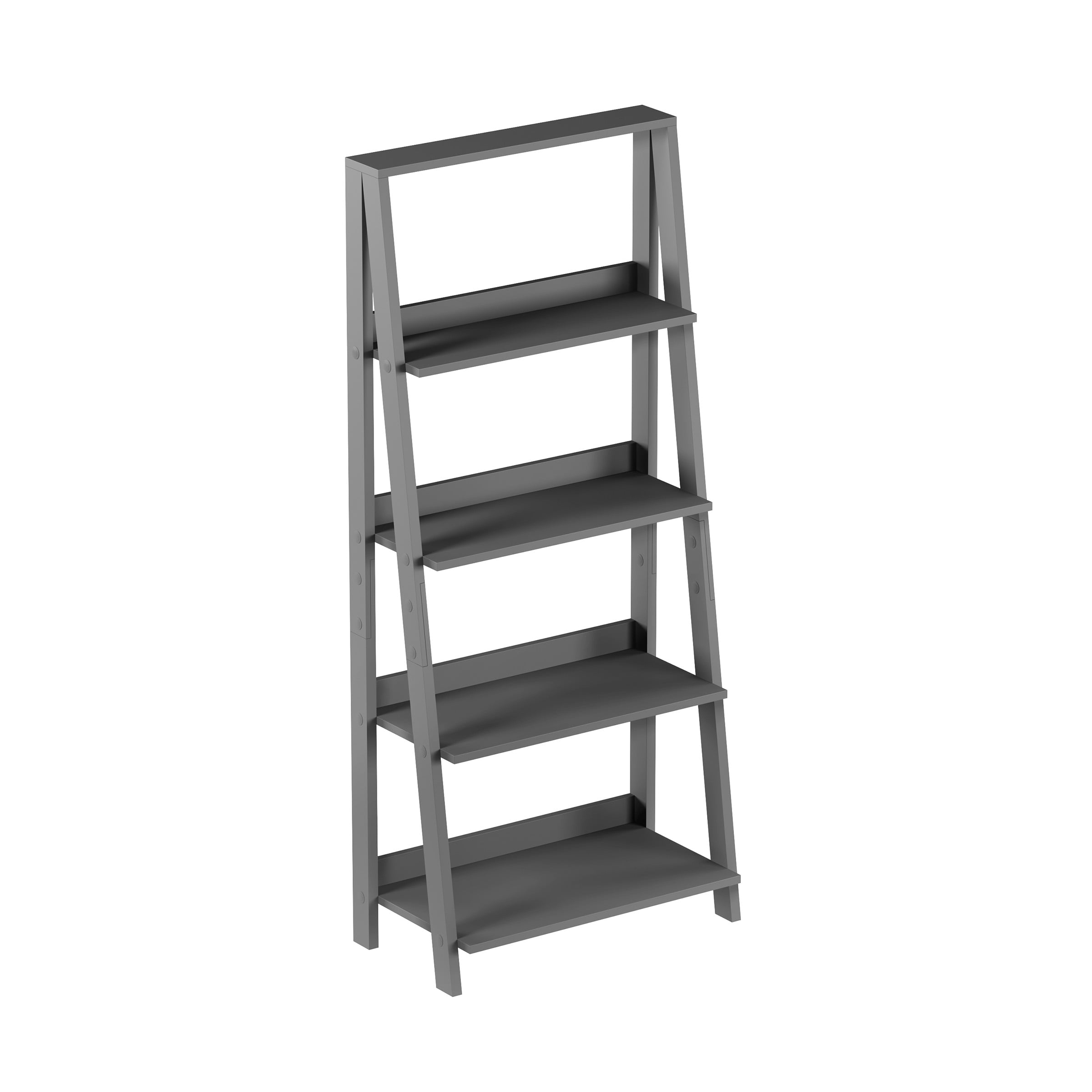 Lavish Home 4-Tier Ladder Bookshelf for Home Storage and Display (Gray)