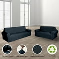 thumbnail image 6 of Golden Linens 2 pcs Slipcover Set for Sofa & Loveseat Stretch ((4 Way)) to Fit /Slipcovers Set, Furniture Protector Cover Set, Wrinkle Free# Yafa Dark Grey, 6 of 8