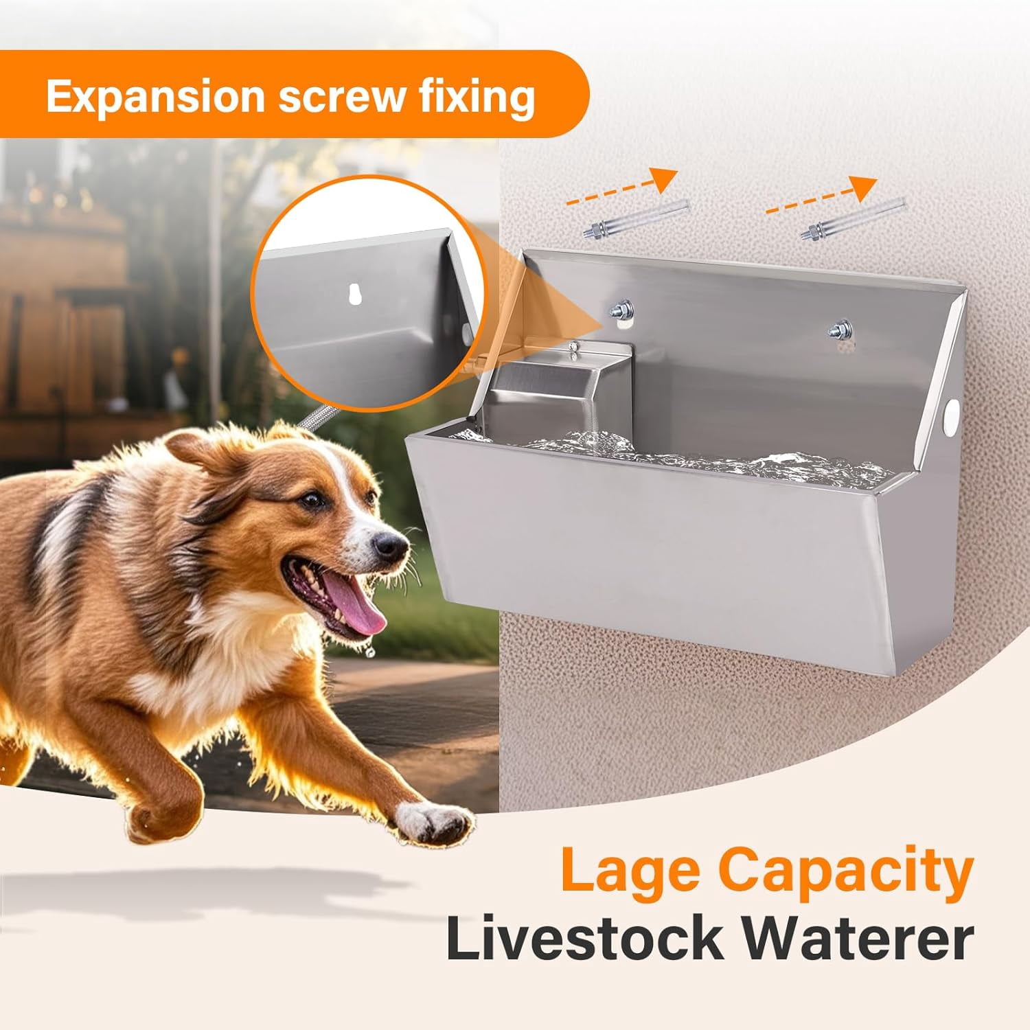 2Gal Automatic Dog Water Bowl Dispenser Auto Fill Dog Waterer Outdoor Livestock Water Trough Drinking Feeder for Large Breed Dogs Chicken Cat Horse Poultry Farm Animal