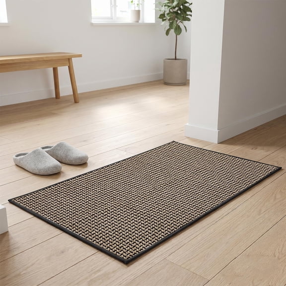 Super Absorbent Non-Slip Indoor Door Mat – Low-Profile Entryway Rug with Washable Rubber Backing – Mud & Dirt Trapper for Entry, Kitchen, Bathroom, Laundry – Black Coffee, 43x75cm