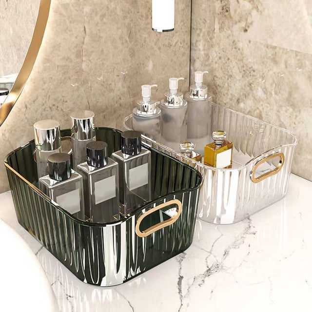 Boîte de Rangement Transparente Multifonctionnelle avec Poignée Grande Capacité pour Papeterie Maquillage