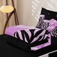 thumbnail image 5 of Homewish Cute Bowtie Zipper Twin Comforter Sets with Fitted Sheet and 2 Pillowcases,Fashion Women Zebra Line Print Zipper Bedding Set For Girls Kids,Black Reversible,4-Piece, 5 of 7