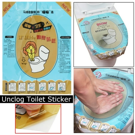 36X45cm Blue Plastic Unclog Toilet Disposable Sticker Easy Fix Clogged ...