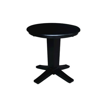 30" Solid Wood Round Top Pedestal Dining Table in Black
