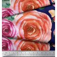 thumbnail image 2 of Soimoi Tissu Viscose Georgette Imprimé Feuilles & Roses Tissu au Mètre 42 Pouces de Large, 2 of 3