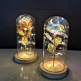 thumbnail image 2 of Cubierta de cristal rosa, flor de lámina dorada con luz LED, flor eterna, decoración navideña para el Día de San Valentín, 2 of 6
