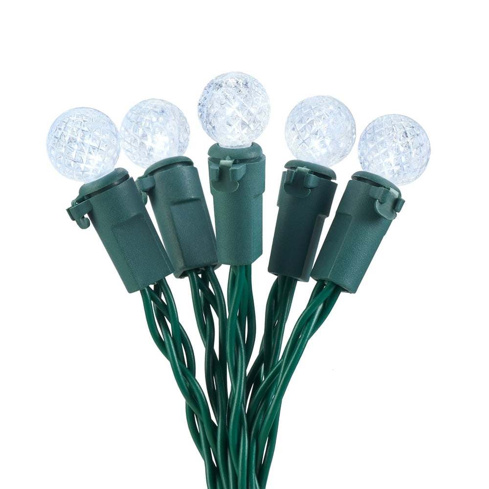 Holiday Time 13.5 ft, 50 Count White LED 8 Function Battery Operated String Christmas Lights ...