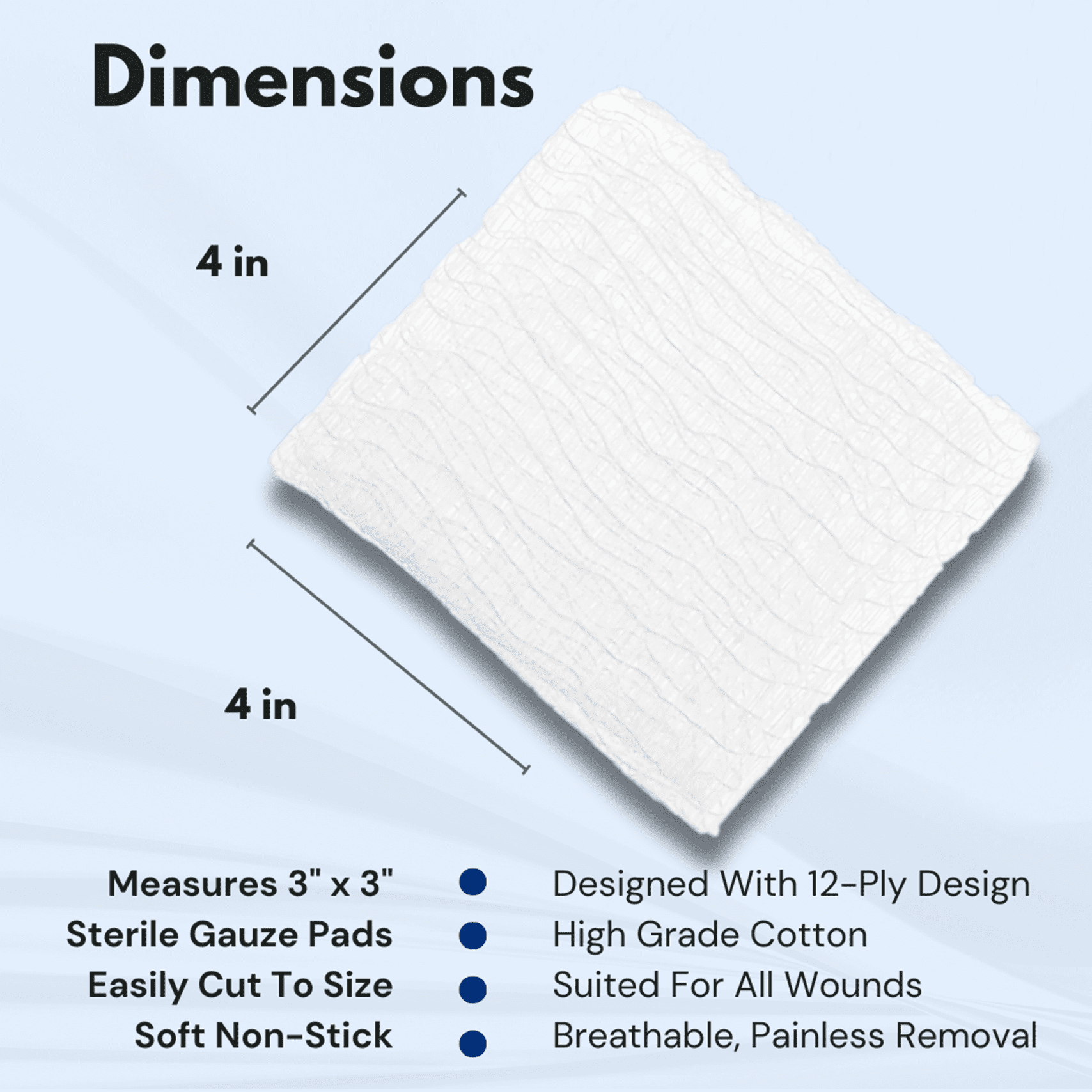 Dealmed 4’’ x 4’’ Sterile Gauze Pads, 12-Ply, Individually Wrapped, Wound Care Product for First Aid Kits, Medical Facilities 100/Box (Pack of 12)