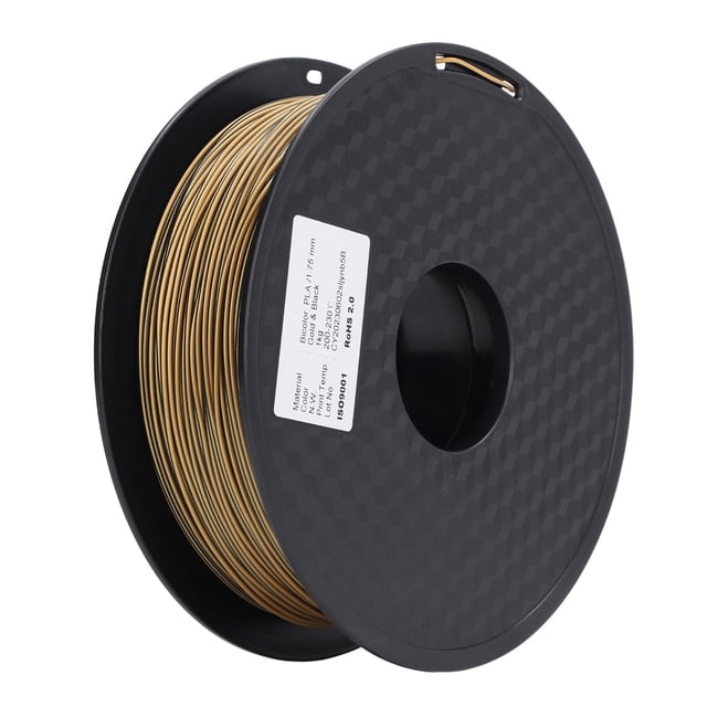 Filamento de impresora 3D Filamento de extrusión de doble color dorado y negro Consumible de impresión de seda PLA 30-45 mm/s