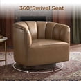 thumbnail image 5 of CHITA Mid Century Modern Swivel Accent Chair, Top Grain Leather, Solid Wood Frame, Saddle, Single, 5 of 15