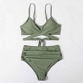 thumbnail image 4 of DPTALR Women Split Swimsuit Show Waist Printing Cross Bikini, 4 of 5