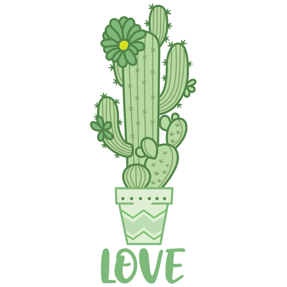 Cactus with Love Creative and Abstract Word Art Design Vinyl Wall Decal and Decoration 20" x 49"