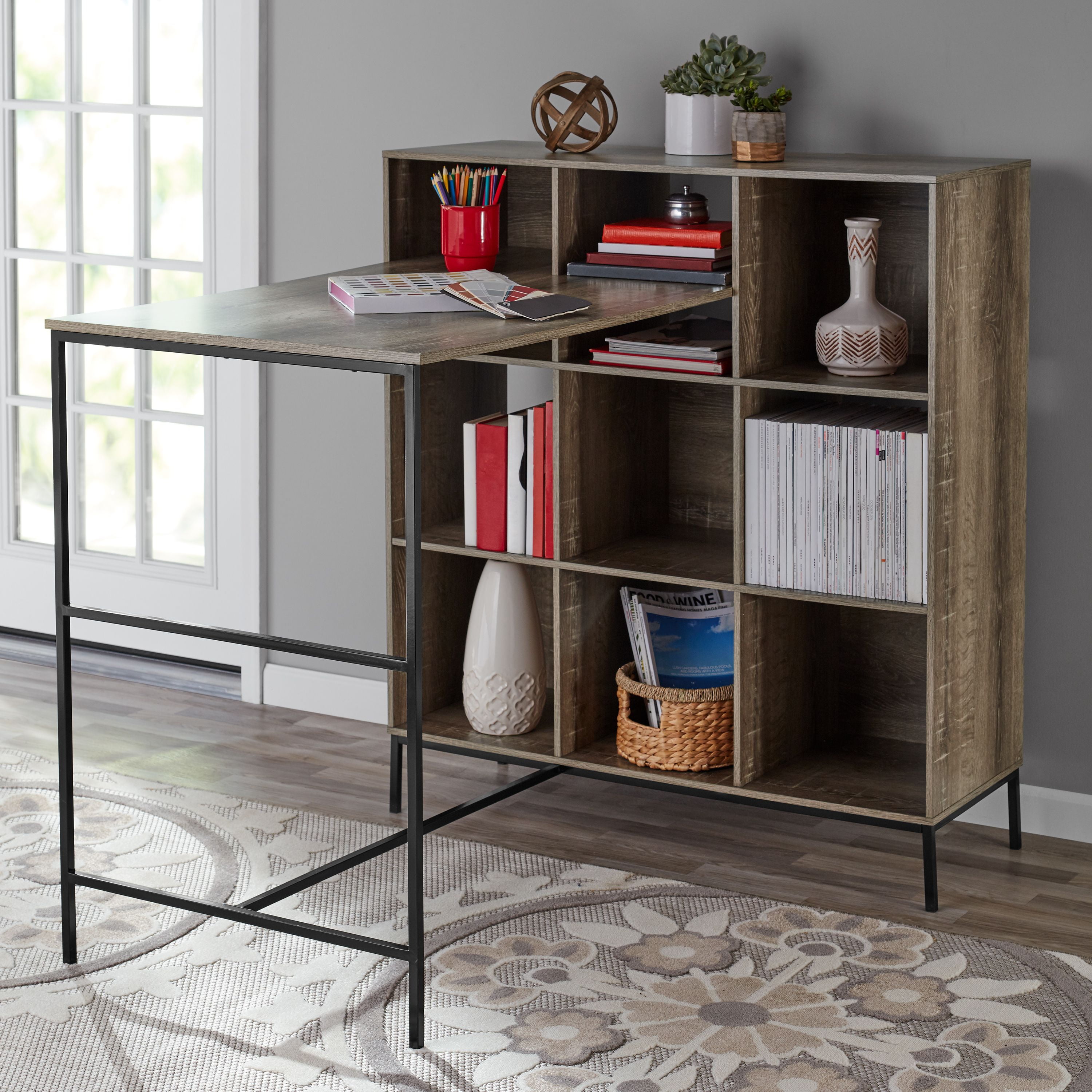 Mainstays 9 Cube Standing Storage Desk Rustic Brown Mainstays 9 Cube Standing Storage Desk Rustic Brown