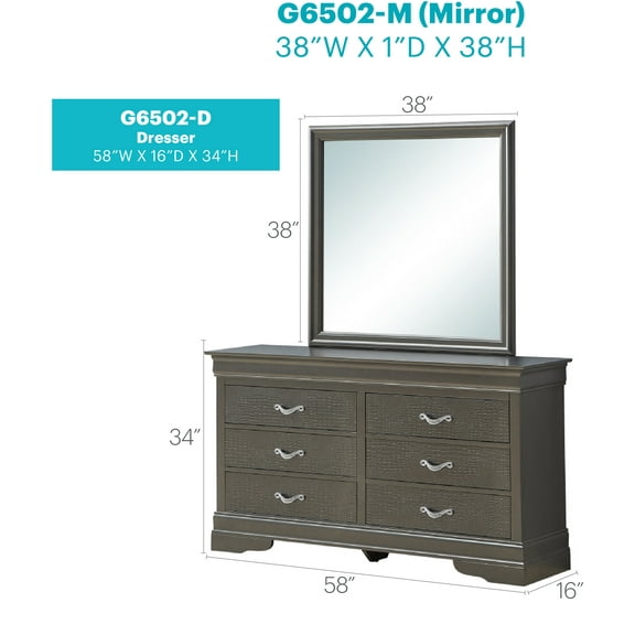 Glory Furniture Lorana G6502-D Dresser , Metalic Black