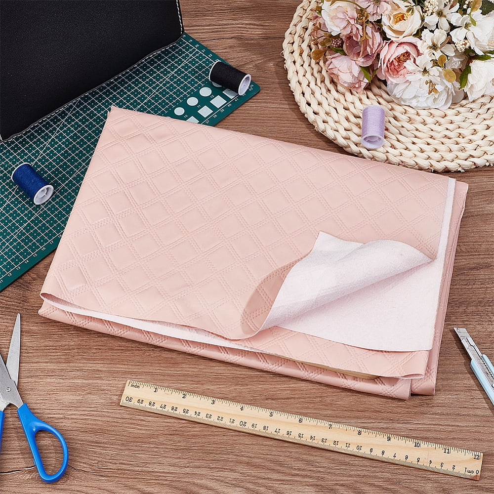 Rhombus Pattern PVC Leather Fabric Handbags Soft Bags Sofa Accessories Pink 1390x0.8mm