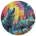 thumbnail image 3 of Wolves in The Moonlight Round Rugs -Washable Non-Slip Small Round Area Rug Throw Soft Circle Rugs for Bedroom, Modern Print Indoor Carpet for Entryway Sofa Living Room, 3 of 7