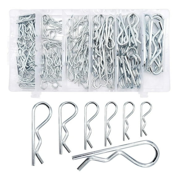 100 Pcs Cotter Pins Assortment Kit, R Clips Split Pins Cotter Pin Retaining Spring Hitch Cotter For Use On Hitch Pin Lock Systems, Heavy Duty Zinc Plated Hitch Pin Fastening Pin Set