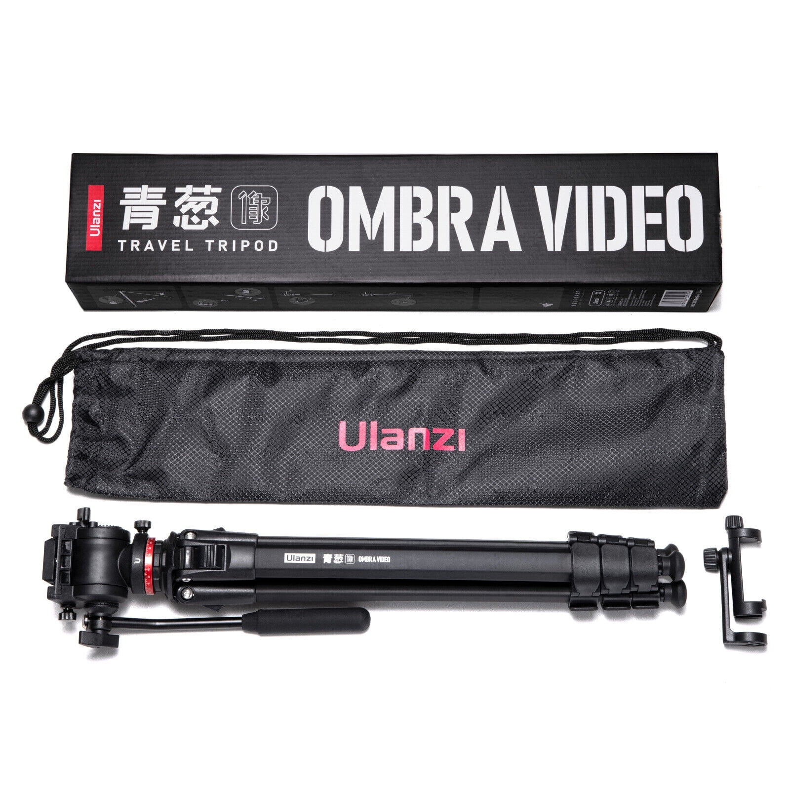 Ulanzi Ombra XIANG Travel Video Tripod with 360° Pan Head for DSLR Cameras and Smartphones, Lightweight Aluminum, 160cm Adjustable Height