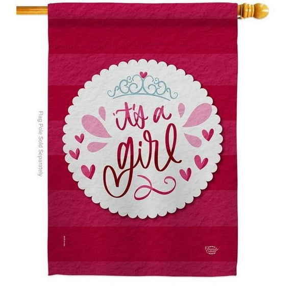 Ornament Collection H192438-BO Its a Girl Celebration New Born Double-Sided Garden Decorative House Flag, Multi Color