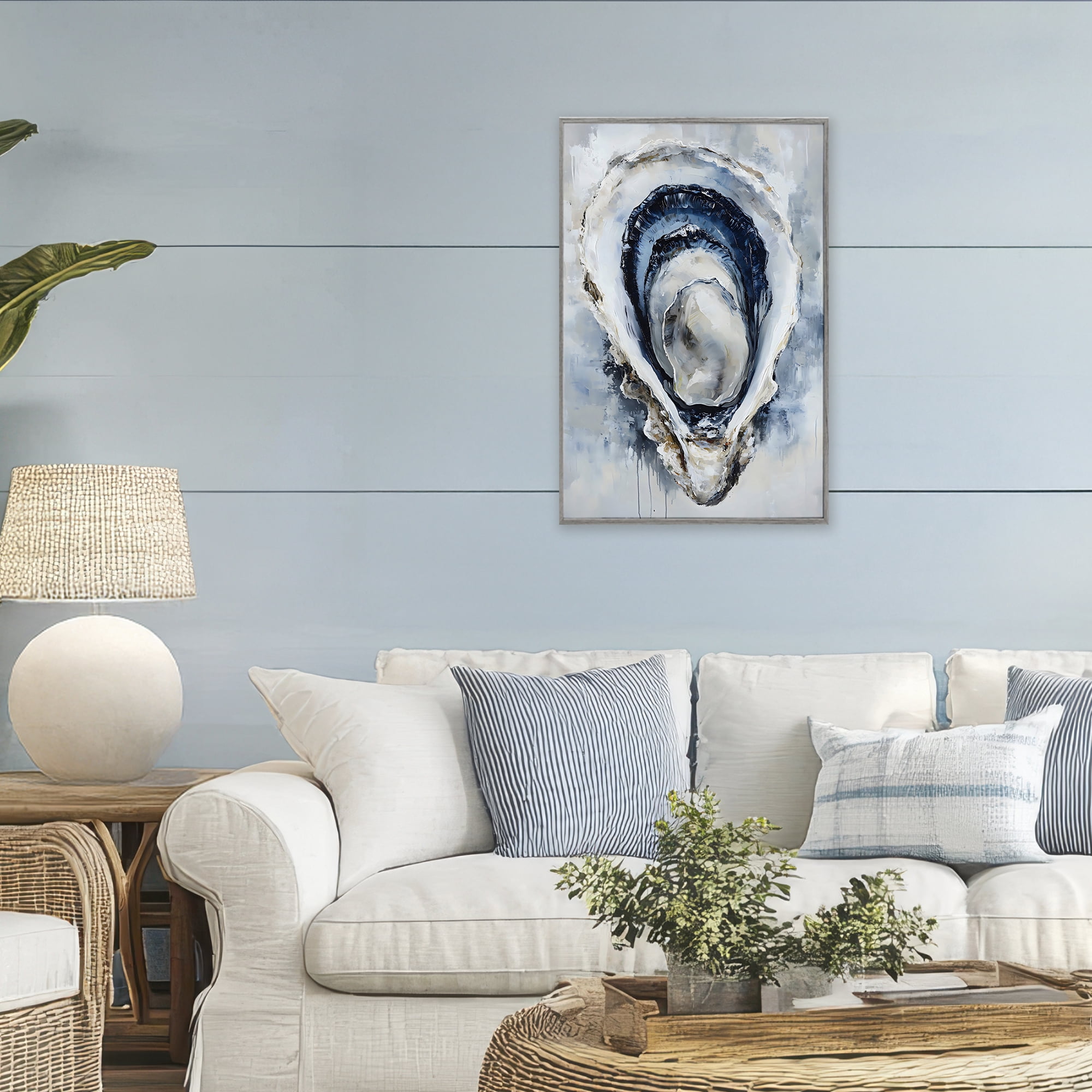 Stupell Industries Blue Oyster Shell Interior Gray Framed Giclee Art, design by Creative Studio