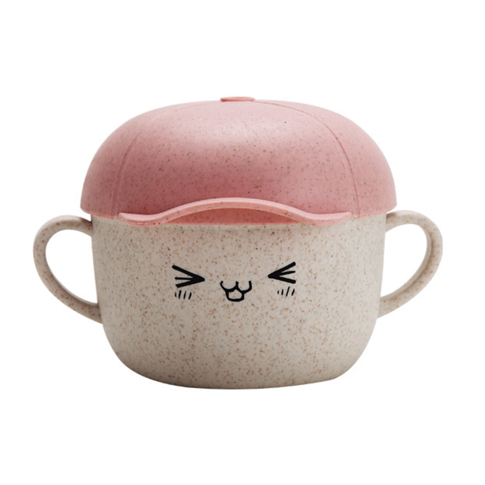 Infant Baby Antifall Bowl and Lid Double Handle Baby Training Bowl
